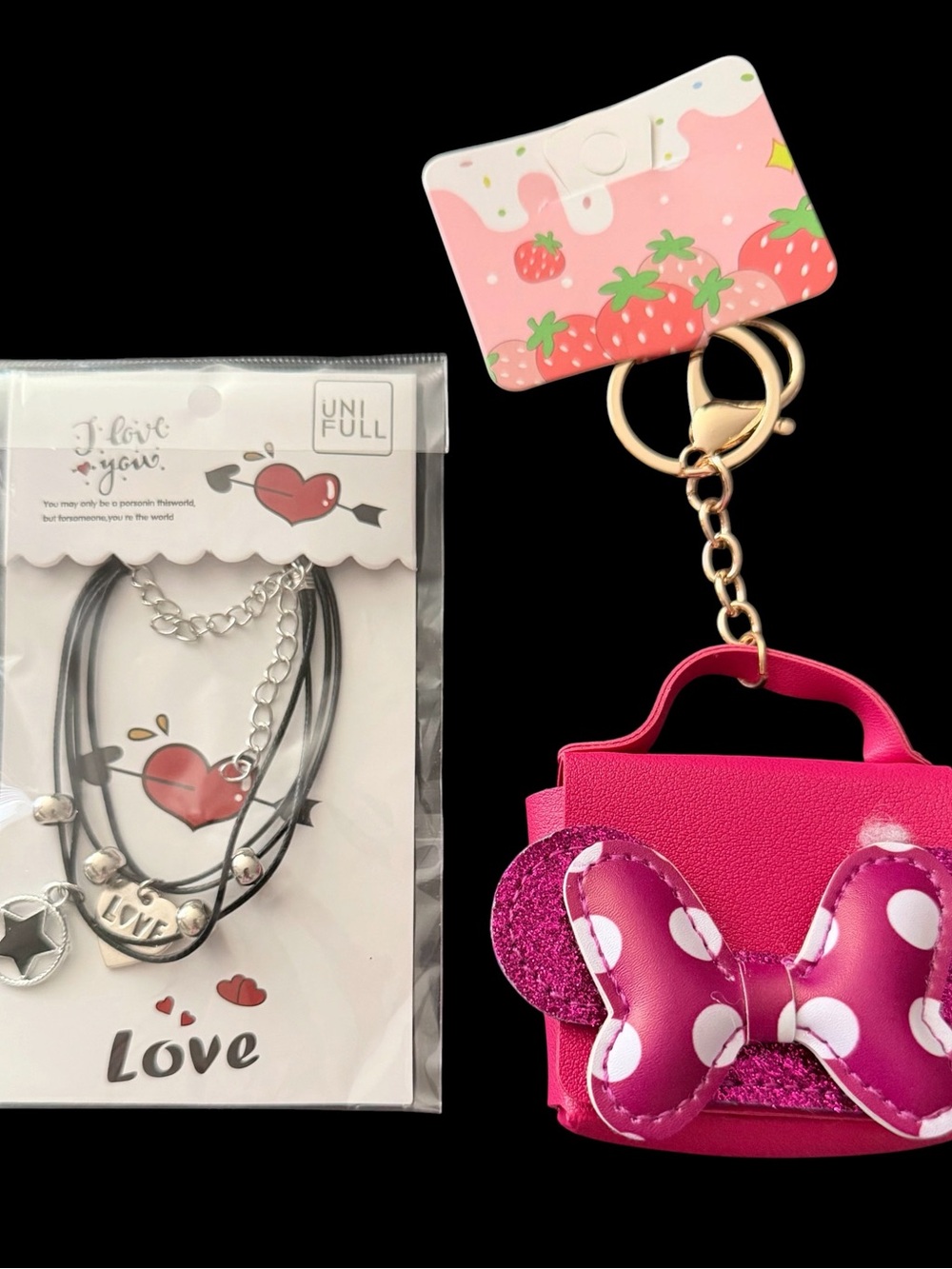 NWT-mini purse bag charm/keychain & Love bracelet with charm